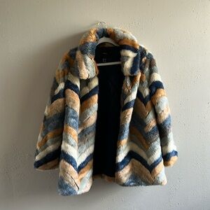 Multi-color faux fur jacket